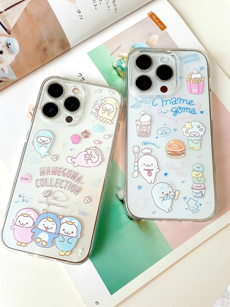 Japanese Cartoon Mamegoma | Cosplay & Hamburger Lovely Seal - iPhone Case 12 13 14 15 Pro Promax