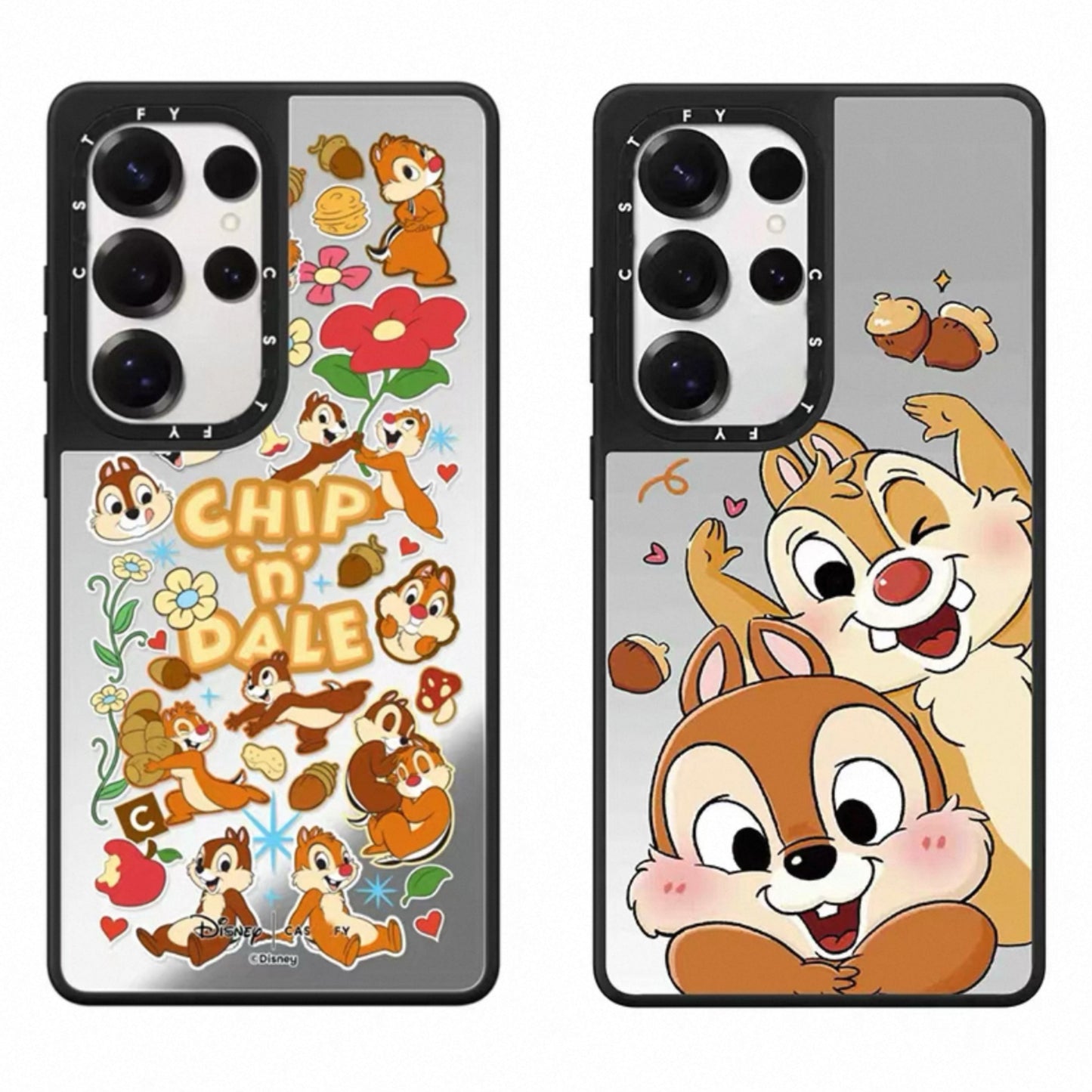 Cute Cartoon Chip and Dale | Flowers & Big Head - Phone Case Samsung Galaxy S25 S24 S23 Ultra