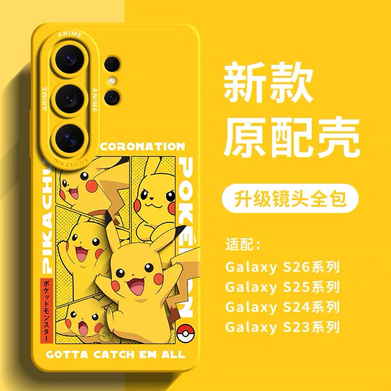 Japanese Cartoon Pokemon Silicone Case World Coronation | Ash Ketchum Pikachu Lucario Sirfetchd Dracovish Dragonite Charizard Gengar - Phone Case Samsung Galaxy S26 S25 S24 S23 FE Ultra Edge