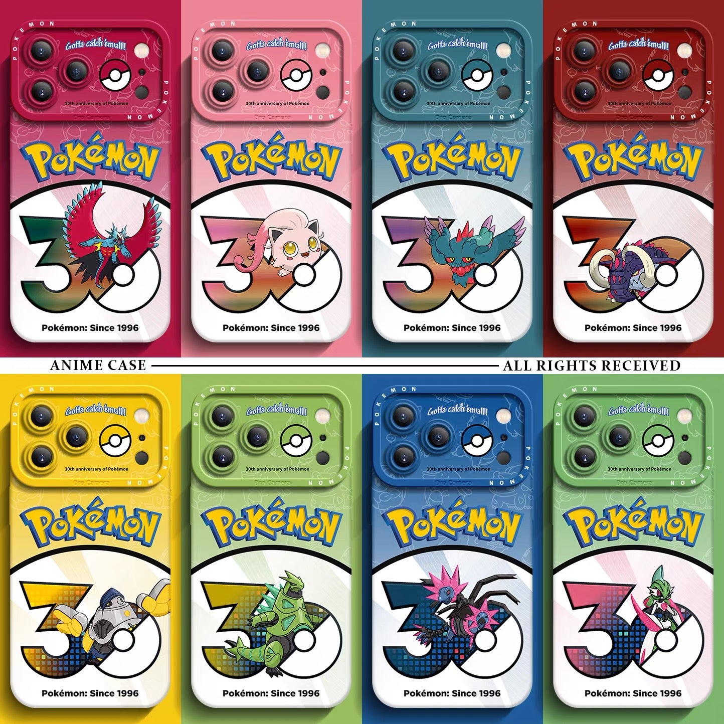 Japanese Cartoon Pokemon Silicone Case Pokemon 30 Anniversary Version Part29 | Roaring Moon Scream Tail Flutter Mane Great Tusk Iron Hands Iron Thorns Iron Jugulis Iron Valiant 8 Styles - iPhone Case PLUS SE2 XS XR X 11 12 13 14 15 16 16e 17 17e Pro Promax 12mini 13mini