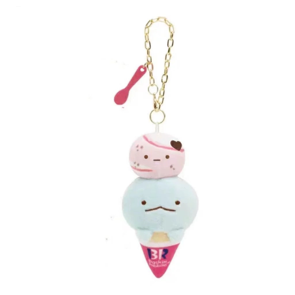 Japan Cartoon Sumikko Gurashi x BR Ice Cream Version Keychain | Shirokuma Ebifurai No Shippo Tokage - Mini Plush Doll 10cm Keychain