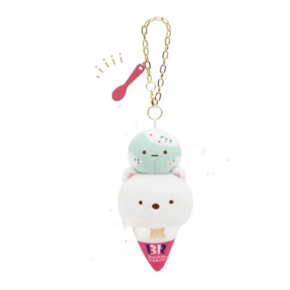 Japan Cartoon Sumikko Gurashi x BR Ice Cream Version Keychain | Shirokuma Ebifurai No Shippo Tokage - Mini Plush Doll 10cm Keychain