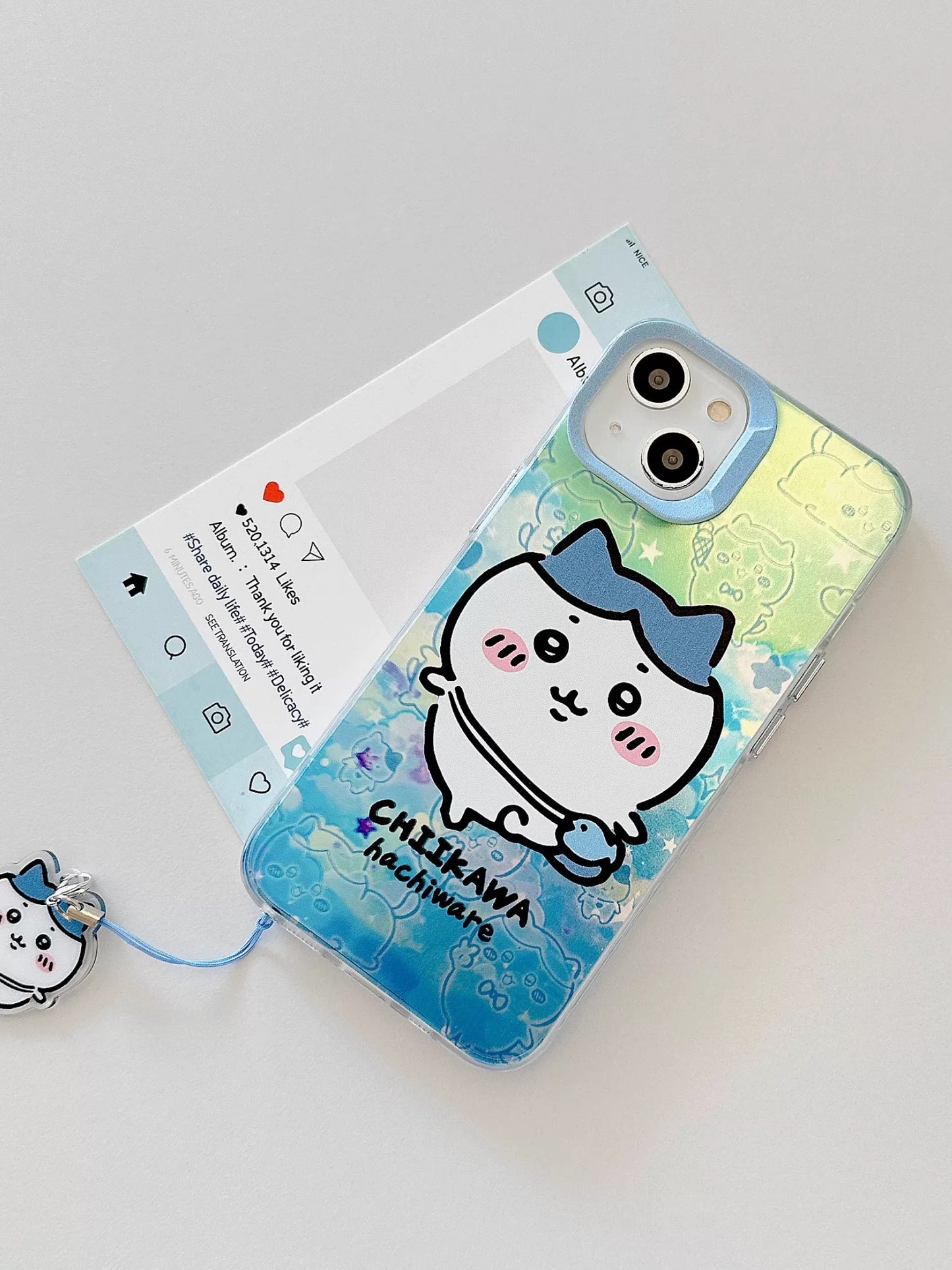 Japanese Cartoon iPhone Case with Strap | Laser Outing ChiiKawa Hachiware Usagi Momonga - iPhone CasePhone Case  7 8 PLUS SE2 XS XR X 11 12 13 14 15 Pro Promax 12mini 13mini