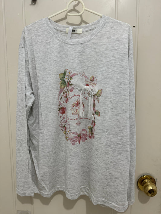 Korean Fashion Cute Fruits Style Long-sleeved Sun Protection T-Shirt Series | Strawberry Cake Party - Kawaii Fashion Items