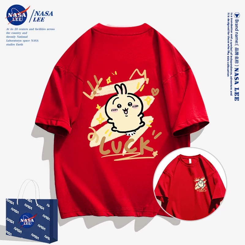 Japanese Cartoon ChiiKawa Casual Style T-Shirt Series | Usagi Luck Front & Back - Kawaii Fashion Items