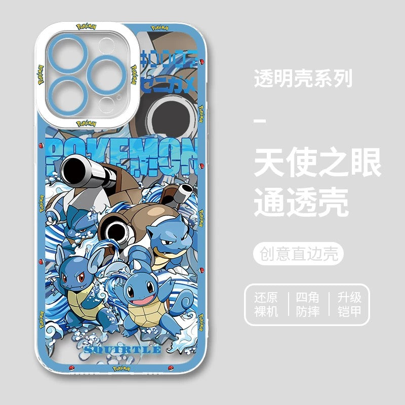 Japan Cartoon Pokemon Evolution Drawing Version | Pikachu Gengar Squartle - iPhone Case PLUS SE2 XS XR X 11 12 13 14 15 16 16e 17 17e Pro Promax 12mini 13mini