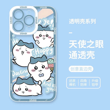 Japanese Cartoon Chiikawa Happy Enjoy Day Version | Chiikawa Hachiware Usagi Momonga Kurimanju - iPhone Case PLUS SE2 XS XR X 11 12 13 14 15 16 16e 17 17e Pro Promax 12mini 13mini