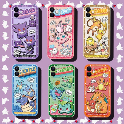 Japanese Cartoon Pokemon | Colour Case Evolution Gengar Jigglypuff Pikachu Squirtle Bulbasaur Charmander - iPhone Case 11 12 13 14 15 16 Pro Promax