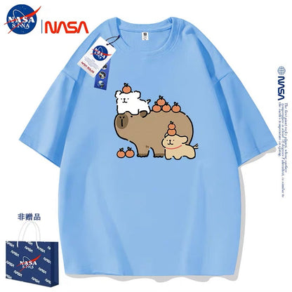 Cute Cartoon Doggie Maltese Puppy Style T-Shirt Series | Maltese Play with Capybara Part2 - Kawaii Fashion Items for Child & Adult Matching outfits for Parents and Children
