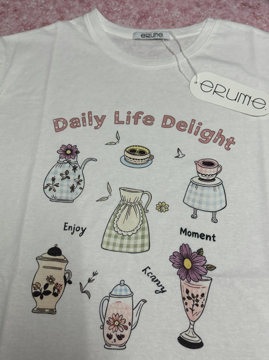 Korean Fashion Cute Style T-Shirt Series | Flower Tea Pots with Pearl - Kawaii Fashion Items