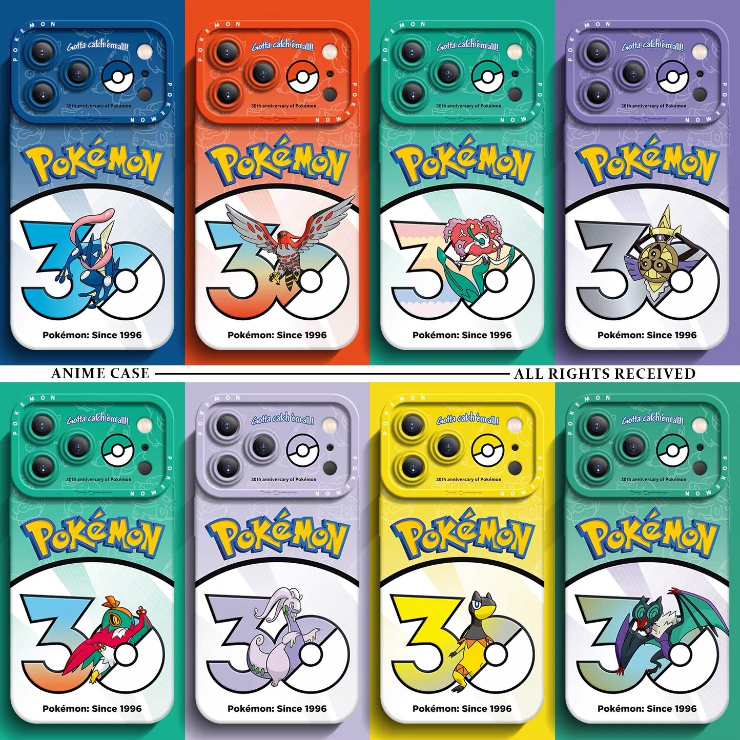 Japanese Cartoon Pokemon Silicone Case Pokemon 30 Anniversary Version Part22 | Greninja Talonflame Florges Aegislash Hawlucha Goodra Heliolisk Noivern 8 Styles - iPhone Case PLUS SE2 XS XR X 11 12 13 14 15 16 16e 17 17e Pro Promax 12mini 13mini