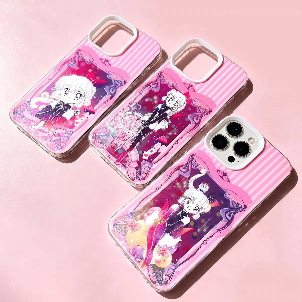 Japanese Comic Saint Tail Laser Case | Part2 Pink Stripe 3 Styles - Phone Case Samsung Galaxy S26 S25 S24 S23 S22 S21 FE Ultra Edge