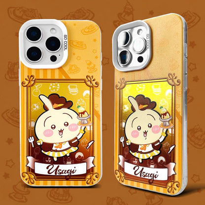 Japanese Cartoon ChiiKawa Cafe Cake Chef Laser Case | Chiikawa Hachiware Usagi Momonga Kurimanju Rakko 6 Styles - iPhone Case 11 12 13 14 15 16 16e 17 17e Pro Promax