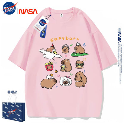 Cute Animals Capybara Style T-Shirt Series | Happy & Fun Daily Part1 - Kawaii Fashion Items for Child & Adult Matching outfits for Parents and Children