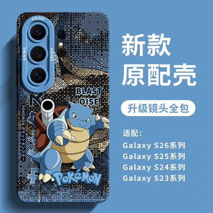Japanese Cartoon Pokemon Silicone Case Digital Background Version | Arceus Rayquaza Groudon Scizor Kyogre Blastoise Venusaur - Phone Case Samsung Galaxy S26 S25 S24 S23 FE Ultra Edge