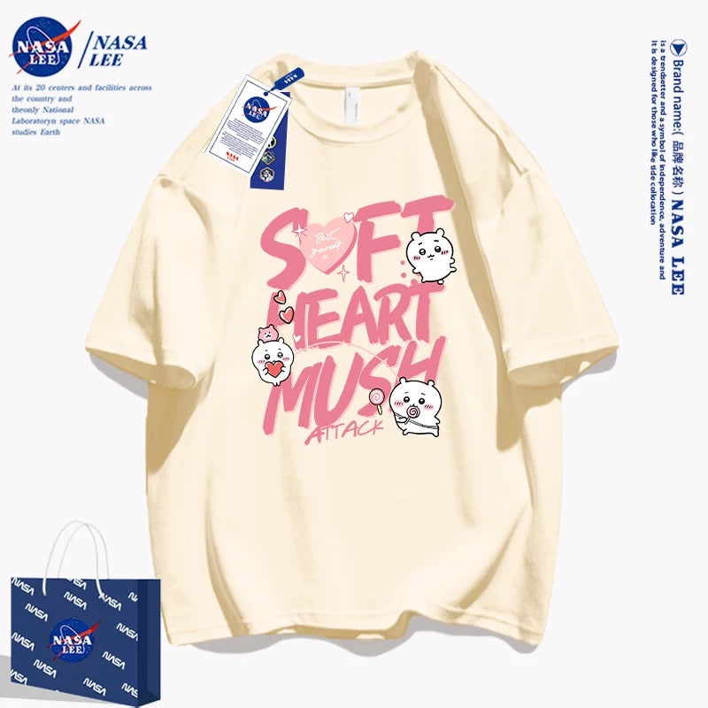 Japanese Cartoon ChiiKawa Casual Style T-Shirt Series | Chiikawa Soft Heart Mush Attack - Kawaii Fashion Items