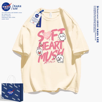 Japanese Cartoon ChiiKawa Casual Style T-Shirt Series | Chiikawa Soft Heart Mush Attack - Kawaii Fashion Items