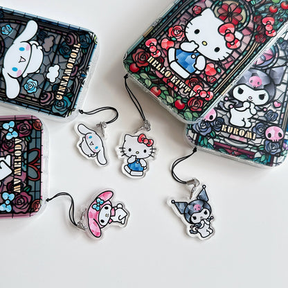 Japanese Cartoon Sanrio iPhone Case with Strap | Laser Glass Window Hello Kitty My Melody Kuromi Cinnamoroll - iPhone Case 7 8 PLUS SE2 XS XR X 11 12 13 14 15 Pro Promax 12mini 13mini