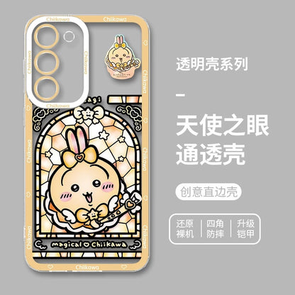 Japanese Cartoon Phone Case Magical Girl with Glass Window Clean Version | Chiikawa Hachiware Usagi Momonga Kurimanju Rakko Shisa Furuhonya - Phone Case Samsung Galaxy S26 S25 S24 S23 S22 S21 FE Ultra Edge