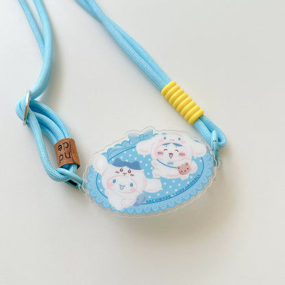 Japanese Cartoon ChiiKawa Phone Back Clip with Phone Lanyard | Kitty Chiikawa Cinnamoroll Hachiware Pompompurin Usagi Kuromi Momonga Melody Crab - for All Smart Phones