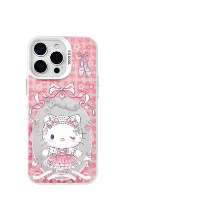 Japanese Cartoon Sanrio Ballet Kitten Laser Case | ハローキティ マイメロディ クロミ シナモロール 4種 - iPhoneケース 11 12 13 14 15 16 16e 17 17e Pro Promax