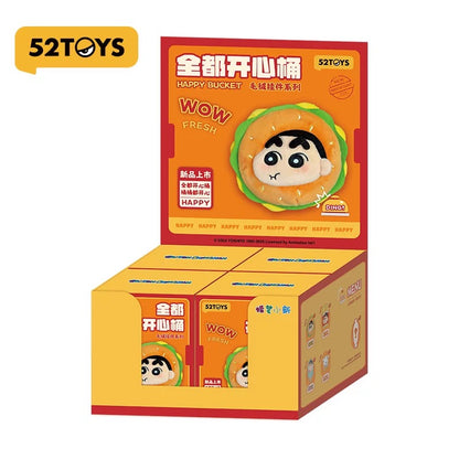 Japanese Cartoon Crayon Shin-chan Cosplay Happy Bucket Series | Burger Fries Cone Hotdog Shrimp - Plush Doll Figure Keychain Collectable Toys Mystery Blind Box - KawaiiGiftLand