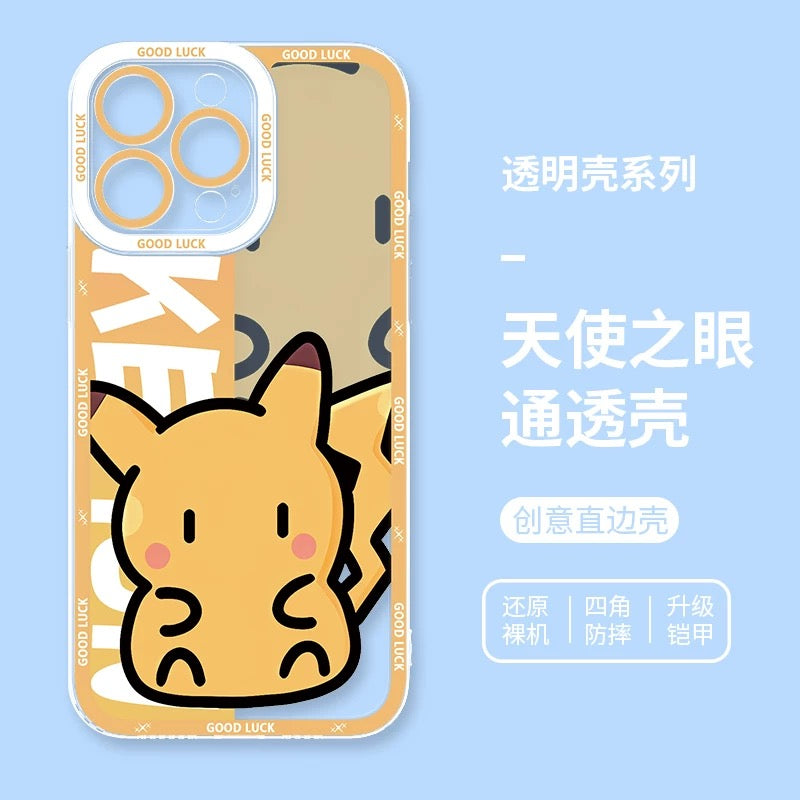 Japan Cartoon Pokemon Fatty Cute Drawing | Pikachu Gengar Squirtle Psyduck Bulbasaur Charmander Eevee Gible - iPhone Case PLUS SE2 XS XR X 11 12 13 14 15 16 16e 17 17e Pro Promax 12mini 13mini