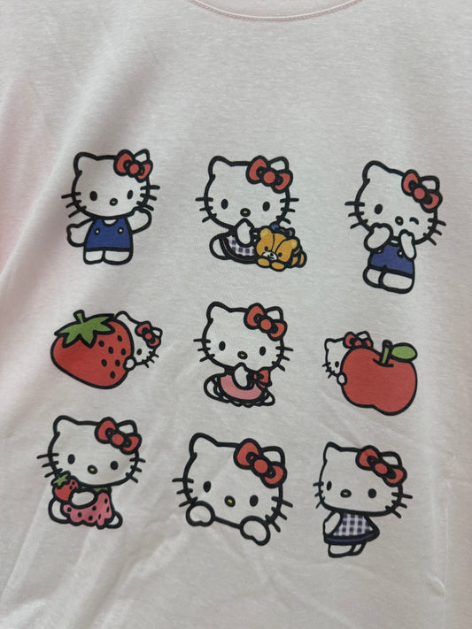 Korean Fashion Cute Cartoon Style T-Shirt Series | Vintage Hello Kitty with Strawberry - Kawaii Fashion Items
