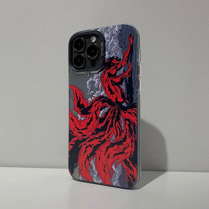 Japanese Anime Naruto Ninja | Clean Black Case Kurama Nine Tails - iPhone Case 7 8 PLUS XS XR X 11 12 13 14 15 16 Pro Promax SE3 SE2 mini