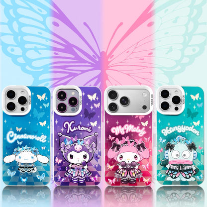 Japanese Cartoon Sanrio Butterfly Lolita Laser Case | Kuromi My Melody Cinnamoroll Hangyodon Styles - iPhone Case 11 12 13 14 15 16 16e 17 17e Pro Promax