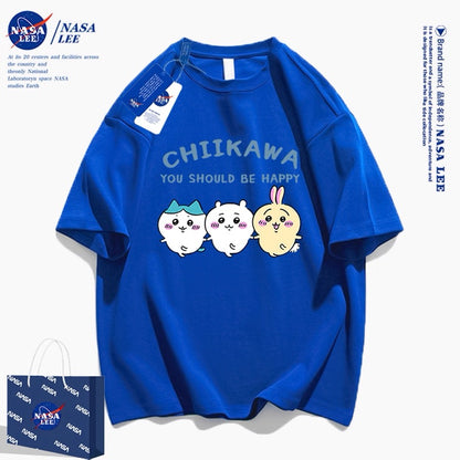 Japanese Cartoon ChiiKawa Casual Style T-Shirt Series | Chiikawa Hachiware Usagi You Should Be Happy - Kawaii Fashion Items