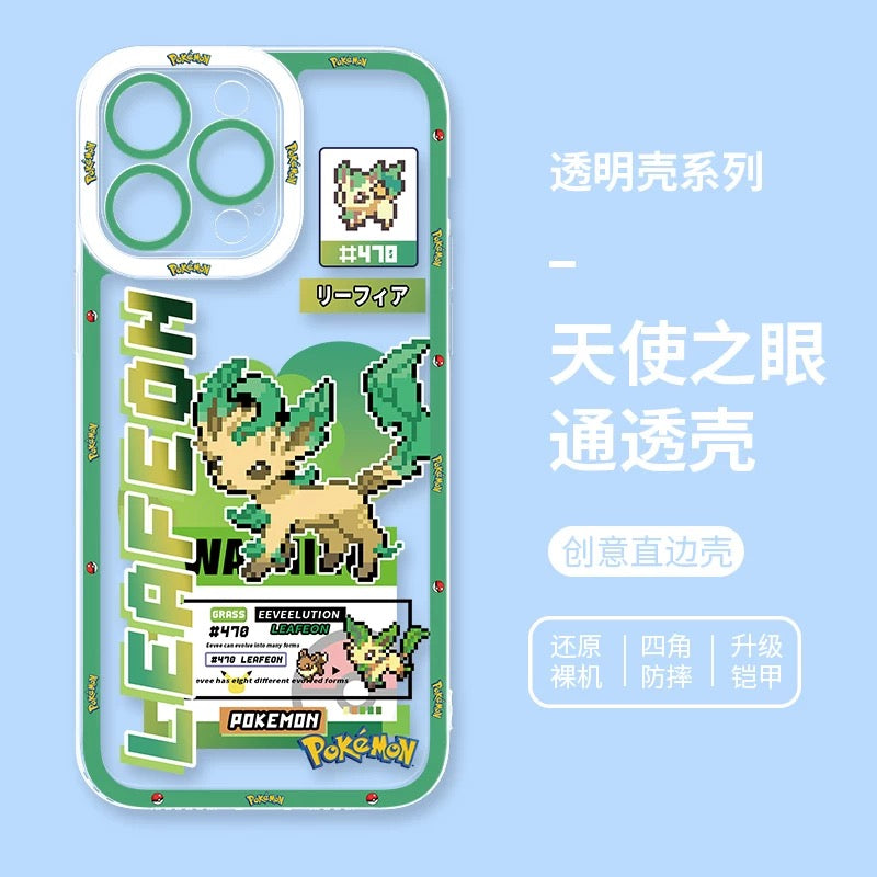 Japan Cartoon Pokemon Game Pixel Evolution Evolve Version | Eevee Vaporeon Jolteon Flareon Espeon Umbreon Leafeon Glaceon Sylveon - iPhone Case PLUS SE2 XS XR X 11 12 13 14 15 16 16e 17 17e Pro Promax 12mini 13mini