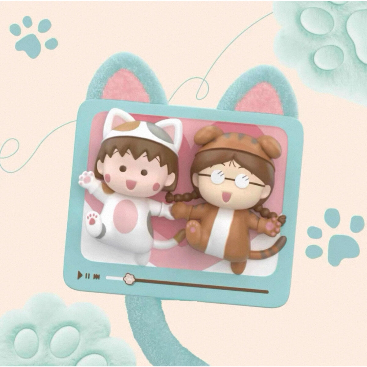 Holding Hands secret design - Chibi Maruko-chan cat-ear fridge magnet blind box figure
