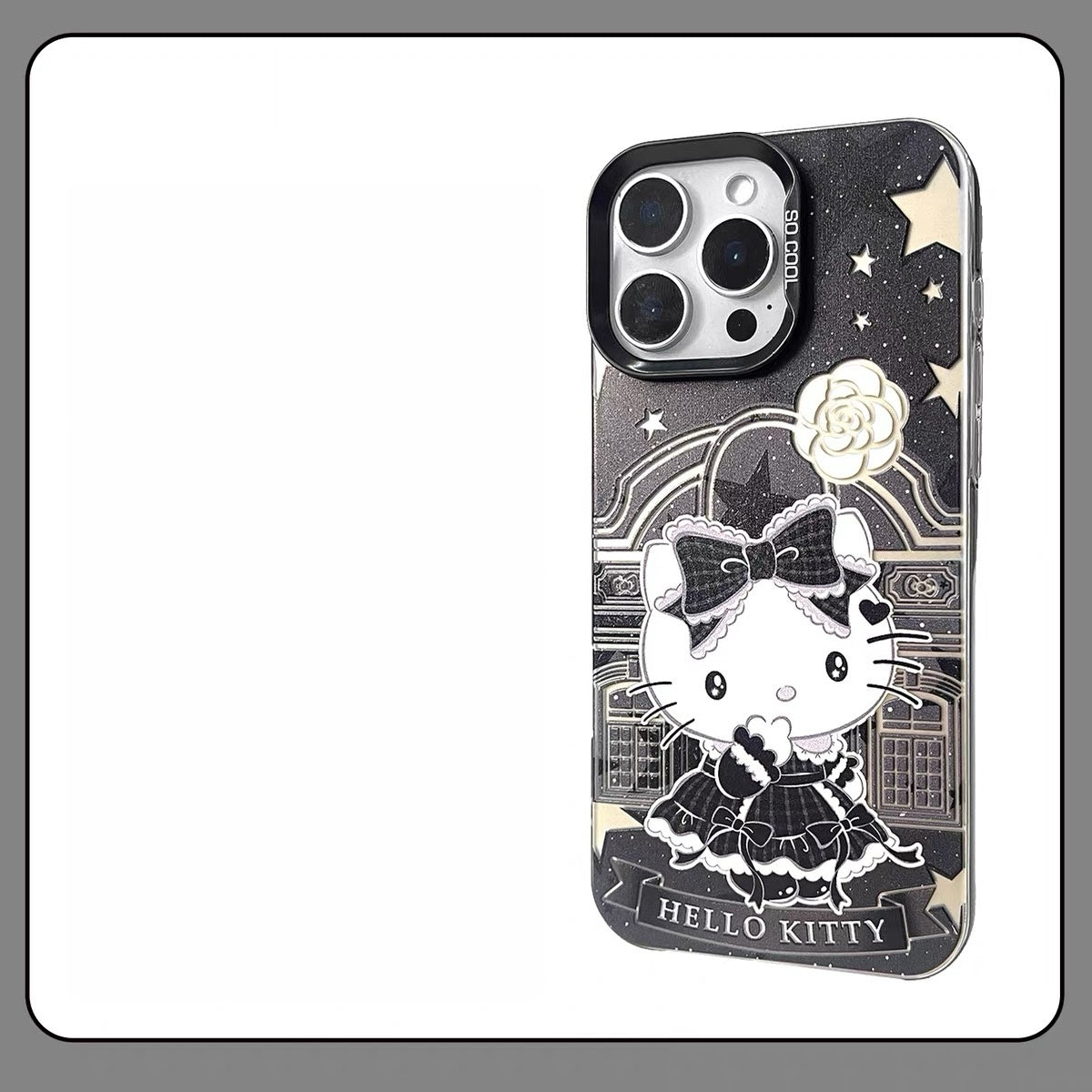 Japanese Cartoon Sanrio Black Winter Classic Dress Up Laser Case | Hello Kitty Little Twin Stars My Melody Kuromi Cinnamoroll Hangyodon Bad Badtz Maru 7 Styles - Phone Case Samsung Galaxy S26 S25 S24 S23 S22 S21 FE Ultra Edge