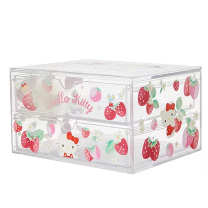 Sanrio X Miniso | Hello Kitty My Melody Kuromi Cinnamoroll Pochacco Flower Garden 2 Layers Storage Drawer - Kawaii Desk Helper items Room Decoration