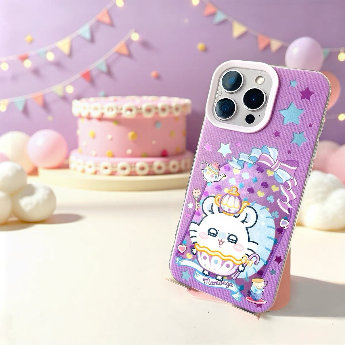 Japanese Cartoon ChiiKawa Happy Amusement Park Laser Case | Chiikawa Hachiware Usagi Momonga Shisa Crab - iPhone Case 11 12 13 14 15 16 16e 17 17e Pro Promax
