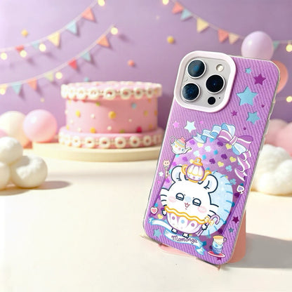 Japanese Cartoon ChiiKawa Happy Amusement Park Laser Case | Chiikawa Hachiware Usagi Momonga Shisa Crab - iPhone Case 11 12 13 14 15 16 16e 17 17e Pro Promax