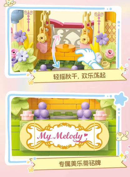 Top Toy x Sanrio Colorful Amusement Park Fair Rides | My Melody Happy Swings Castle - Building Blocks Toy Collections