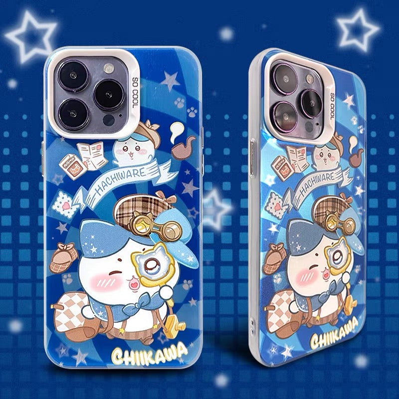 Japanese Cartoon ChiiKawa Detective Laser Case | ChiiKawa Hachiware Usagi Momonga - iPhone Case 11 12 13 14 15 16 16e 17 17e Pro Promax