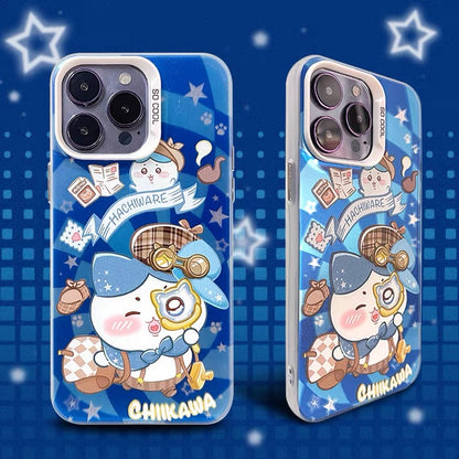 Japanese Cartoon ChiiKawa Detective Laser Case | ChiiKawa Hachiware Usagi Momonga - iPhone Case 11 12 13 14 15 16 16e 17 17e Pro Promax