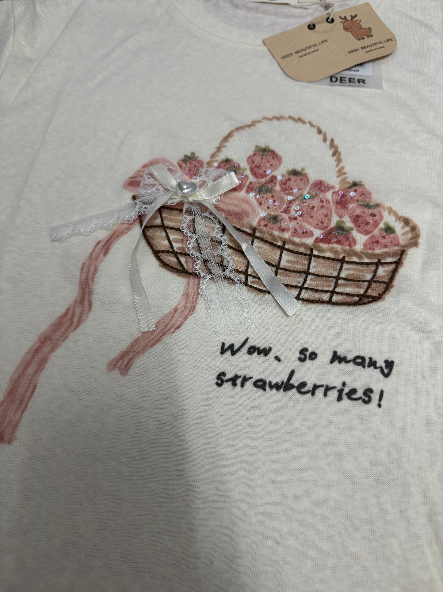 Korean Fashion Cute Fruits Style T-Shirt Series | Bling Strawberry Basket - Kawaii Fashion Items