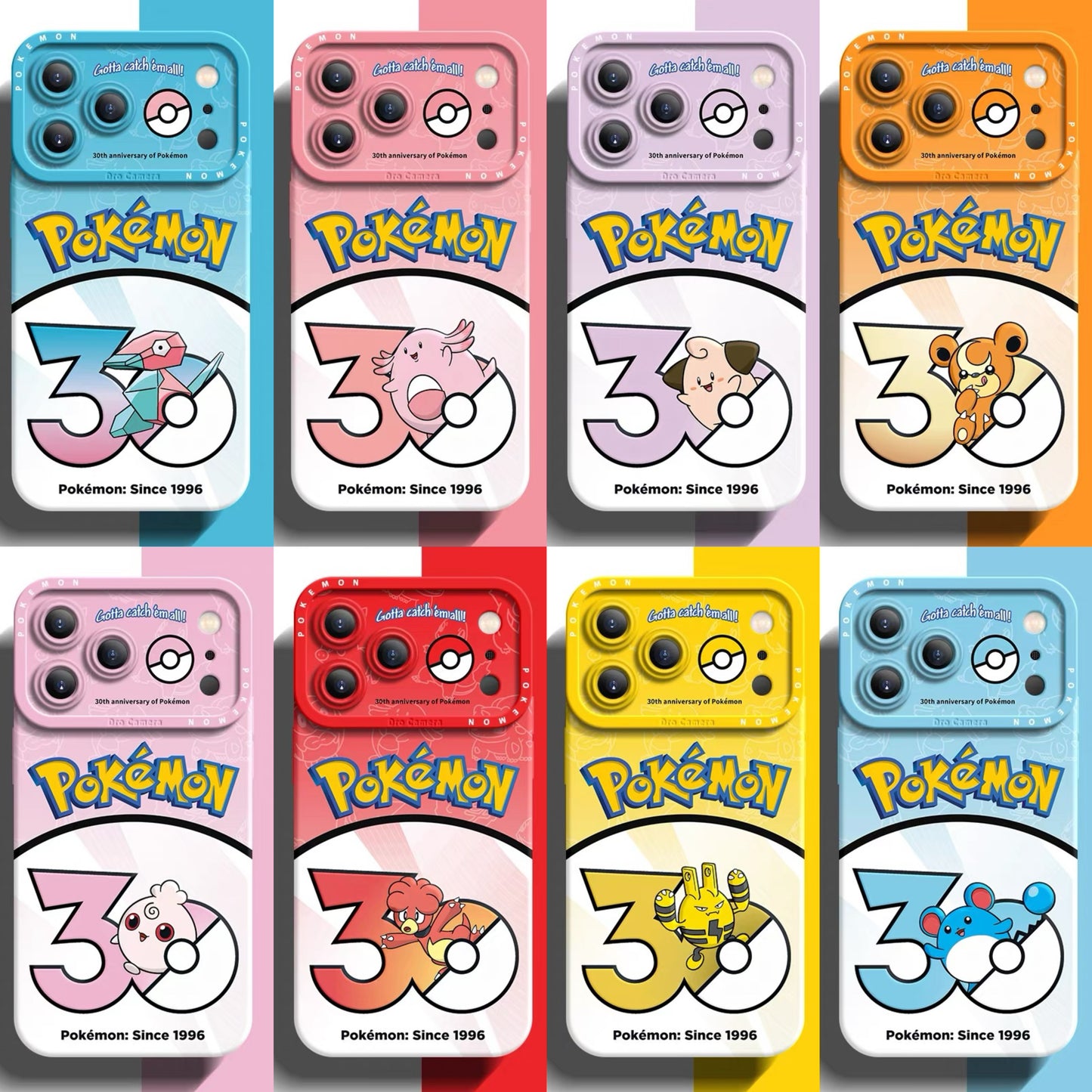 Japanese Cartoon Pokemon Silicone Case Pokemon 30 Anniversary Version Part9 | Porygon Chansey Cleffa Teddiursa Igglybuff Magby Elekid Marill 8 Styles - iPhone Case PLUS SE2 XS XR X 11 12 13 14 15 16 16e 17 17e Pro Promax 12mini 13mini