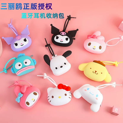 Japan Sanrio Silicone Mini Purse Bag | Hello Kitty My Melody Kuromi Cinnamoroll Pompompurin Pochacco Hangyodon - Coin Bag Can put in Airpods EarPhone