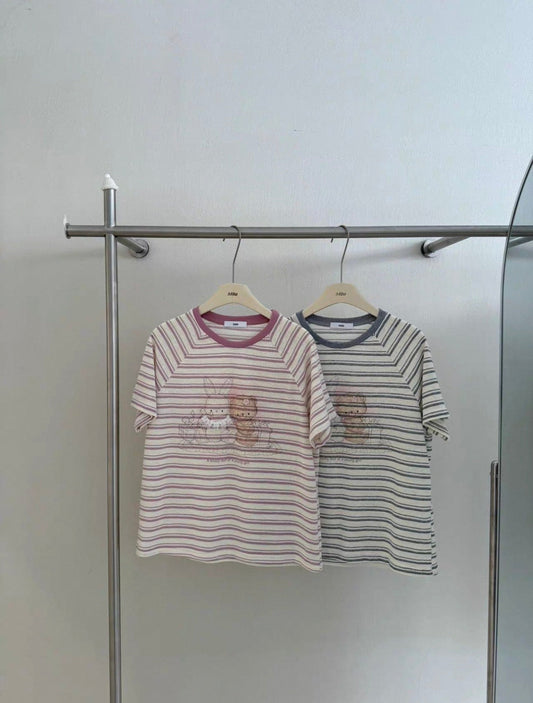 Korean Fashion Cute Animals Style T-Shirt Series | Vintage Bear & Rabbit Teddy - Kawaii Fashion Items