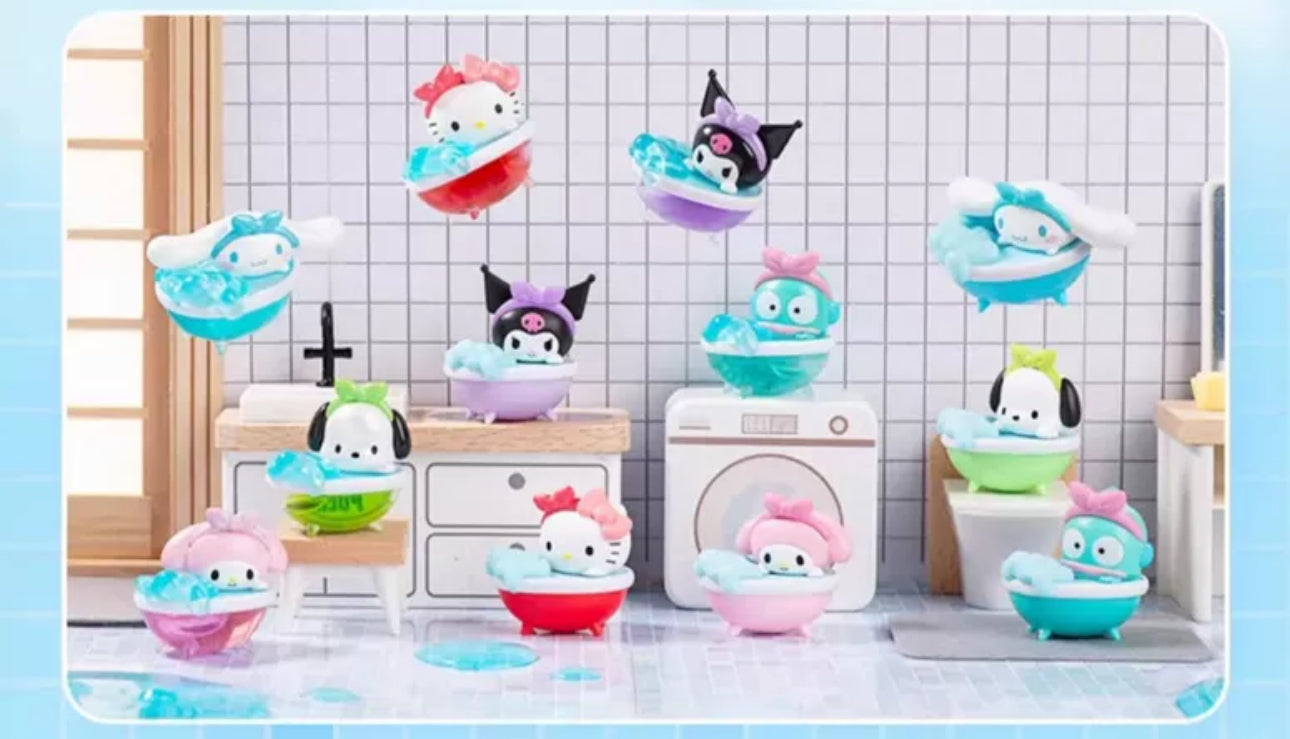 Sanrio Characters Sweet Bathing Time with Blister Mini Series | Hello Kitty Kuromi Cinnamoroll Pompompurin Pochacco Hangyodon - Kawaii Collectable Toys Toy Collection