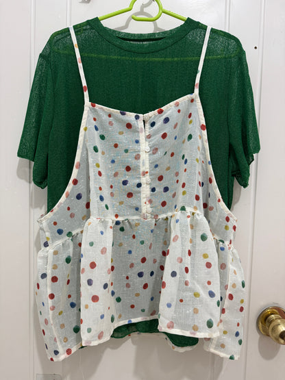 Japanese Fashion Cute Style Shirt Series | Mori  Colourful Dots Tank Top - Kawaii Fashion Items