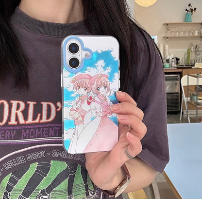 CardCaptorSakura Retro Comic Laser Case | Part 2 Couple Style Sakura Syaoran Tomoyo - iPhone Case PLUS SE2 XS XR X 11 12 13 14 15 16 16e 17 17e Pro Promax 12mini 13mini