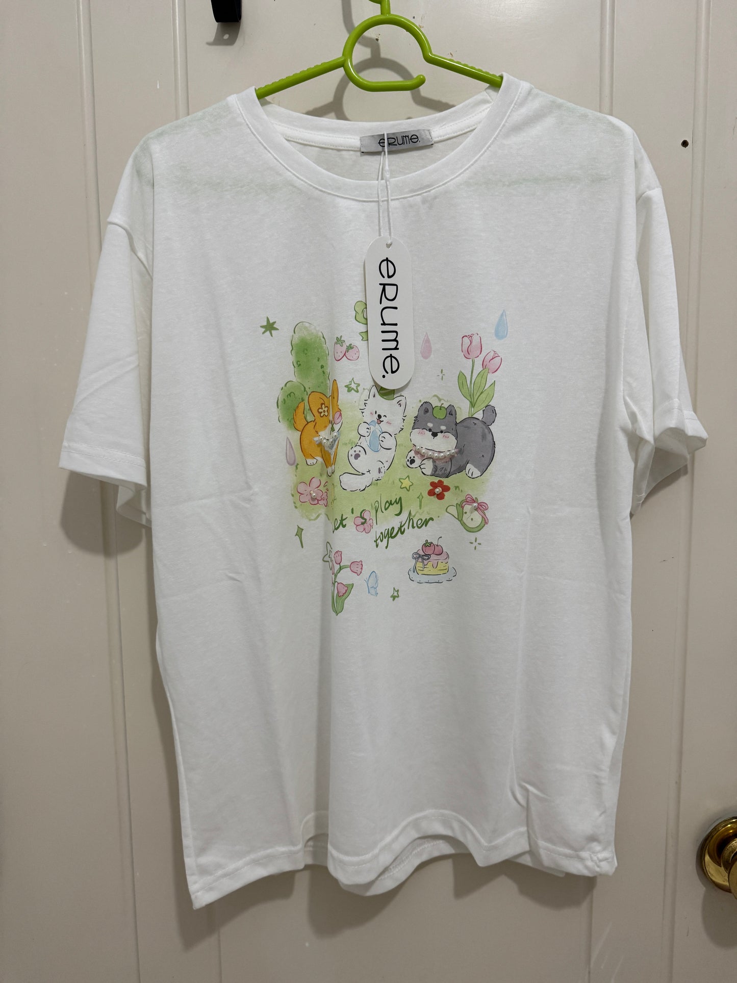 Animals Style T-Shirt Series | 3 Puppy Lets Play Together - Kawaii Fashion Items