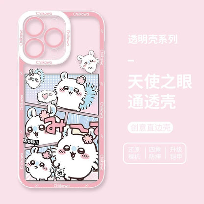 Japanese Cartoon Comic Outing Version | Chiikawa Hachiware Usagi Momonga - iPhone Case PLUS SE2 XS XR X 11 12 13 14 15 16 16e 17 17e Pro Promax 12mini 13mini
