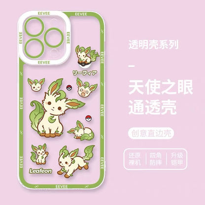 Japanese Cartoon Pokemon Case Eevee Evolution Cute Emo Version | Eevee Vaporeon Jolteon Flareon Espeon Umbreon Leafeon Glaceon Sylveon 9 Styles - iPhone Case PLUS SE2 XS XR X 11 12 13 14 15 16 16e 17 17e Pro Promax 12mini 13mini